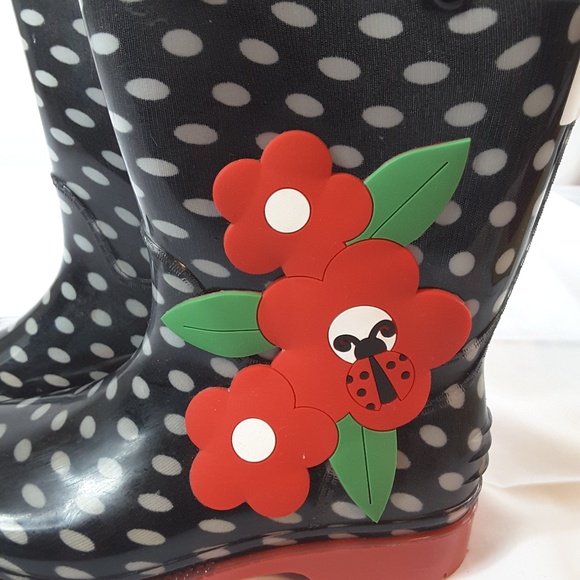 Splash Me Girls Black & White Polka dot rain boots - Picture 4 of 8